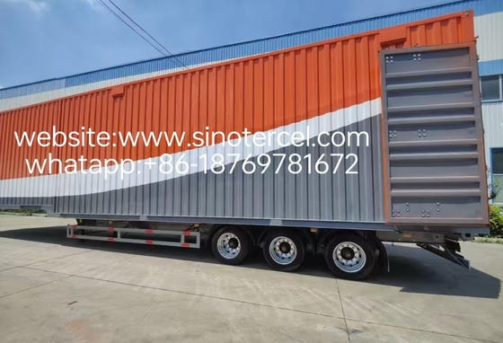 Semi trailer kargo kotak bertenaga tinggi 3 poros dengan kapasitas beban yang kuat