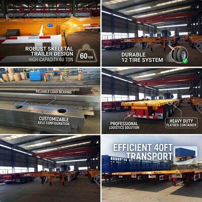 Disesuaikan 3 Axle Flatbed Semi Trailer 6880mm 1310mm Wheel Base