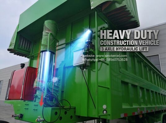 3 Poros Depan Lift Hidraulik Semi Dump 24CBM Pengungkapan Efisiensi Tinggi Dengan Tarp
