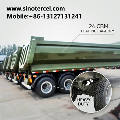 Heavy Duty Hydraulic 3 axle Tipper Semi Trailer Transportasi yang aman
