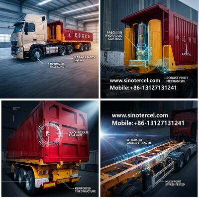 Pemuatan Pemuatan Kotak Kargo Semi Trailer 53 Ft 3 Axles 40-60Tons Merah