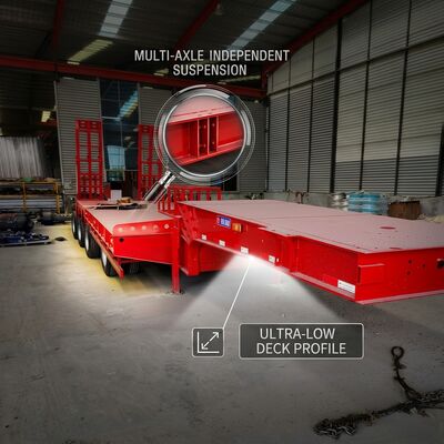 Heavy-Duty Low Bed Semi Trailer 60-100t Kapasitas Disesuaikan