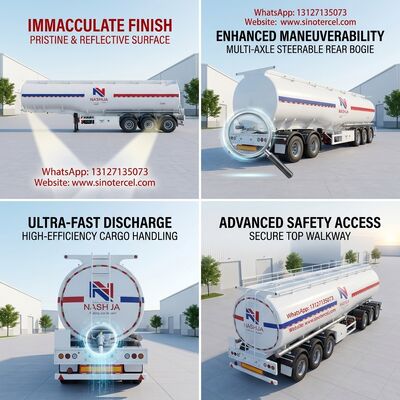 3Axles Tank Minyak Putih Semi Trailer Dengan Kapasitas Pengisian 45CBM