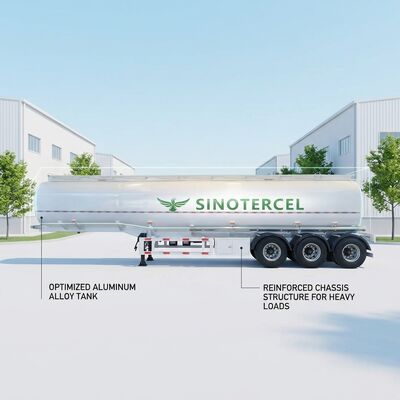 40-60m3 Tangki bahan bakar Semi Trailer dengan 3 poros dan 12 Ban