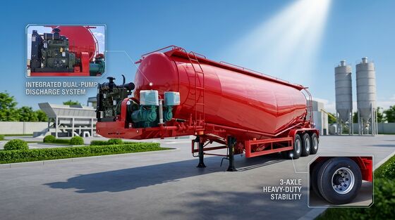 12.00R20 Ban Cement Bulk Trailer untuk tugas berat dan transportasi 45 100 ton muatan