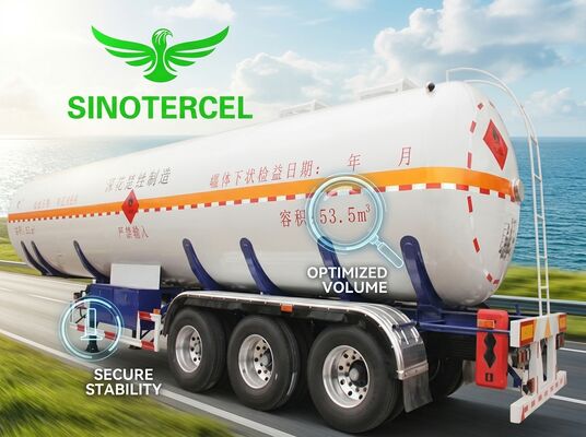 Tanki gas baja Mn Semi trailer Tanki bahan bakar 55000Liter Semi trailer propana